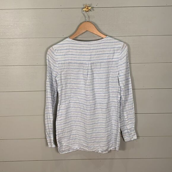 Vinyard Vines linen horizontal striped blue and white tunic embroidered size 0 - Picture 8 of 8